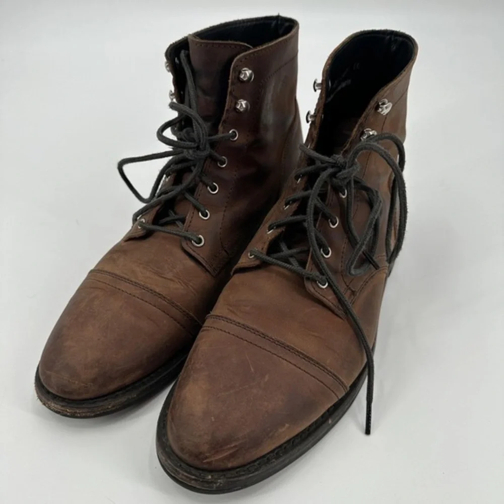 Men's Brown Leather Lace-Up Boots